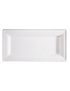 50 Piatti rettangolari monouso in canna da zucchero 26x13cm bianco Signor Bio BPR001BIO50F
