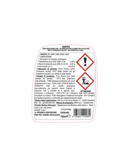 Insetticida antizanzare pronto all'uso 750ml Protemax PROTE191