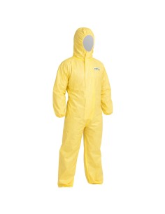 Tuta protezione chimica Cover 3456 in PE/PLP taglia XL giallo Reflexx CLY3456/XL Reflexx ABBIGLIAMENTO MONOUSO