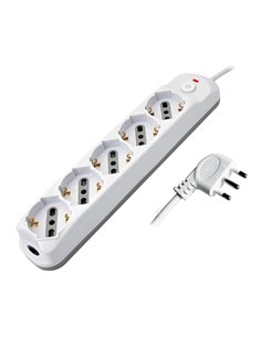 Presa multipla con pulsante e spina salvaspazio 5 prese bianco Melchioni 492518889 MKC CAVI-PRESE-PROLUNGHE