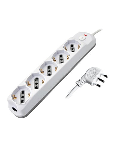 Presa multipla con pulsante e spina salvaspazio 5 prese bianco Melchioni 492518889 MKC CAVI-PRESE-PROLUNGHE
