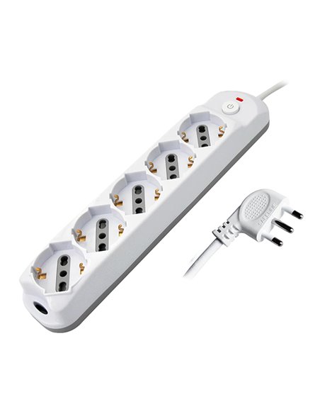 Presa multipla con pulsante e spina salvaspazio 5 prese bianco Melchioni 492518889 MKC CAVI-PRESE-PROLUNGHE
