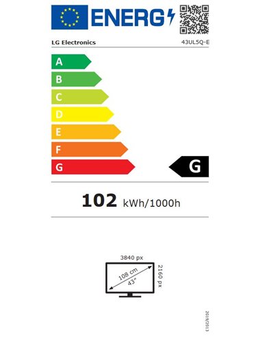 LG 43UL5Q-E visualizzatore di messaggi Pannello piatto per segnaletica digitale 109,2 cm (43) LED Wi-Fi 500 cd/m² 4K Ultra HD Ne