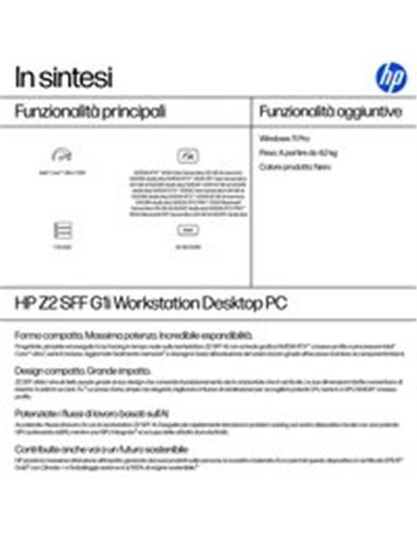 HP Z2 SFF G1i Workstation Desktop Intel Core Ultra 7 265 32 GB DDR5-SDRAM 1 TB SSD Windows 11 Pro Stazione di lavoro AI Workstat