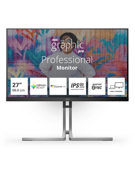 AOC Q27U3CV Monitor PC 68,6 cm (27) 2560 x 1440 Pixel Quad HD LCD Nero