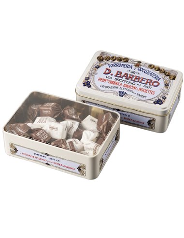 Scrigno regalo panna in metallo con tartufi misti 130gr Barbero METTA D. Barbero PASTICCERIA E STRENNE