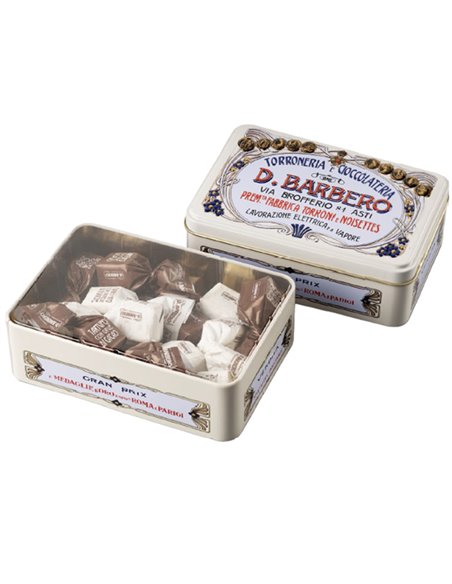 Scrigno regalo panna in metallo con tartufi misti 130gr Barbero METTA D. Barbero PASTICCERIA E STRENNE
