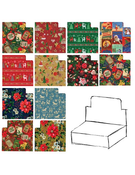 Scatola 100fg carta regalo Raso Country Natale 70X100cm Rex Sadoch-stagionale R4406NAT