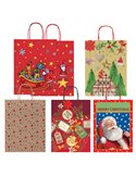 Shopper carta kraft c/manici carta ritorta 26x34,5x12cm fant. natale Sadoch SDX26000NAT