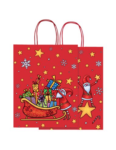 Shopper carta kraft c/manici carta ritorta 26x34,5x12cm fant. natale Sadoch SDX26000NAT