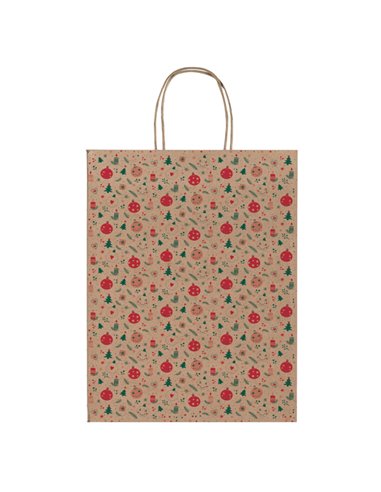 Shopper carta kraft c/manici in carta ritorta 36x46x12cm fant. natale Sadoch SDX36000NAT