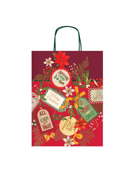 Shopper carta kraft c/manici in carta ritorta 36x46x12cm fant. natale Sadoch SDX36000NAT