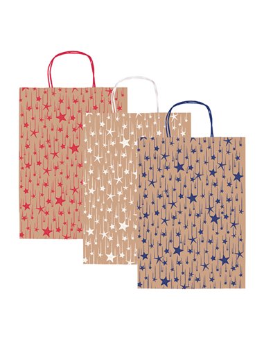 Shopper natale stelline colori assortiti 16x8x21cm Sadoch SDF16ASSSTE