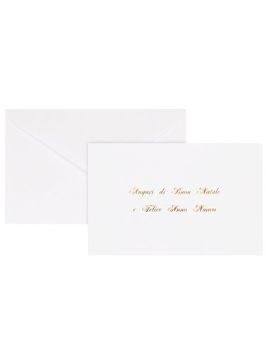 Biglietto Natale semplice c/busta e stampa in oro 9x14cm bianco Sadoch 2101