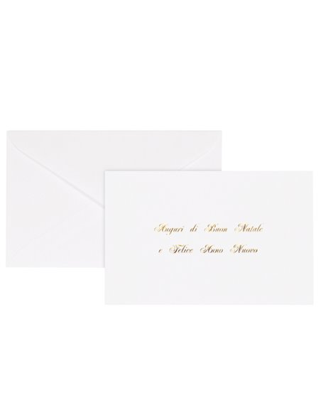 Biglietto Natale semplice c/busta e stampa in oro 9x14cm bianco Sadoch 2101