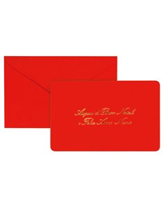 Biglietto Natale semplice c/busta e stampa in oro 9x14cm rosso Sadoch 2107