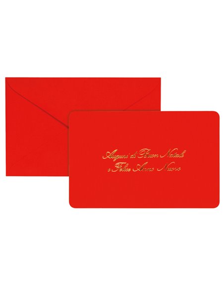 Biglietto Natale semplice c/busta e stampa in oro 9x14cm rosso Sadoch 2107