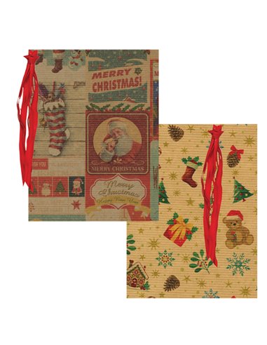 Sacchetto carta c/nastro raffia 26x40cm fantasie natale assortite Sadoch REXPK26R