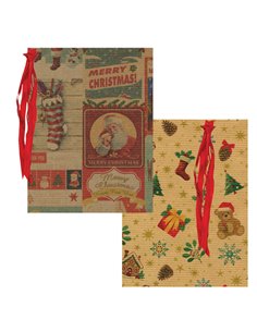 Sacchetto carta c/nastro raffia 36x50cm fantasie natale assortite Sadoch REXPK36R
