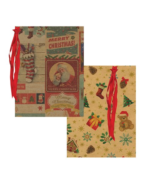 Sacchetto carta c/nastro raffia 36x50cm fantasie natale assortite Sadoch REXPK36R