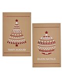 Biglietto Natale doppio 9x14cm cartoncino avana fantasie assortite Sadoch 21403