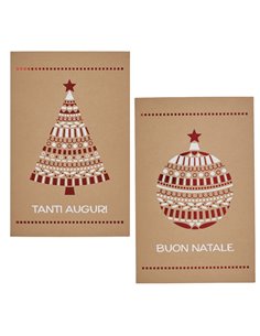 Biglietto Natale doppio 9x14cm cartoncino avana fantasie assortite Sadoch 21403