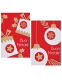 Biglietto Natale doppio 9x14cm cartoncino rosso fantasie assortite Sadoch 21393