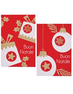 Biglietto Natale doppio 9x14cm cartoncino rosso fantasie assortite Sadoch 21393