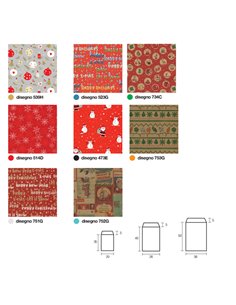 Espositore 150pz sacchetto carta c/patella adesiva natale fantasie e misure asso ESPRXPKNAT 2