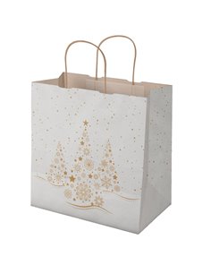 Blister 25 shopper in carta 28x17x29cm Xmas Dream bianco/oro Mainetti 310004603AB25 Mainetti Bags SHOPPERS E SACCHETTI REGALO