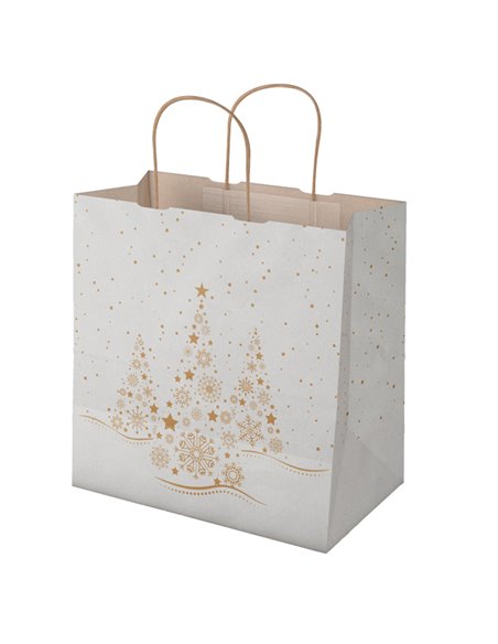 Blister 25 shopper in carta 28x17x29cm Xmas Dream bianco/oro Mainetti 310004603AB25 Mainetti Bags SHOPPERS E SACCHETTI REGALO