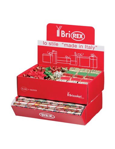 Espositore carta raso 100fg + 50 stelle + 30 rocchetti fantasie natale Rex Sadoc RASOCOORD30N
