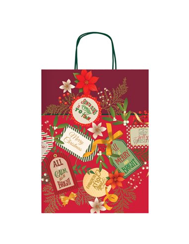 Shopper collezione Tanti Auguri c/manici in carta ritorta 36x41x12cm fantasia na SDX36458J
