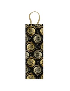 Shopper portabottiglie natale fantasia nero/oro 37x12x9cm Sadoch SDN12415J