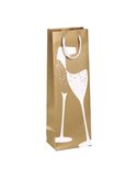 Shopper portabottiglie natale fantasia oro 37x12x9cm Sadoch-stagionale SDN12177F