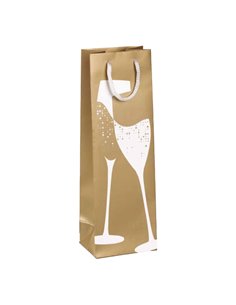 Shopper portabottiglie natale fantasia oro 37x12x9cm Sadoch-stagionale SDN12177F