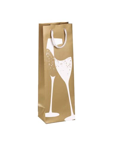 Shopper portabottiglie natale fantasia oro 37x12x9cm Sadoch-stagionale SDN12177F