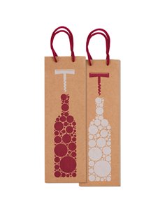 Portabottiglie natale carta kraft c/stampa fantasia 37x12x9cm Sadoch-stagionale SDN12178