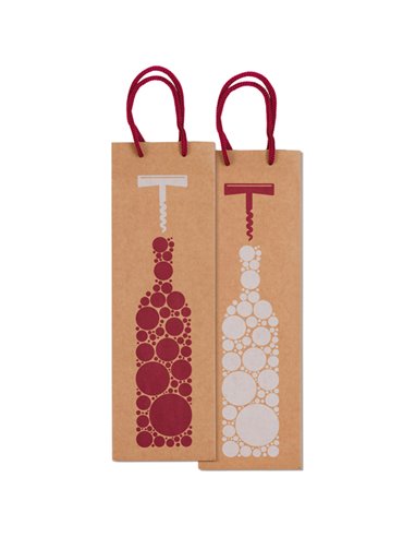 Portabottiglie natale carta kraft c/stampa fantasia 37x12x9cm Sadoch-stagionale SDN12178