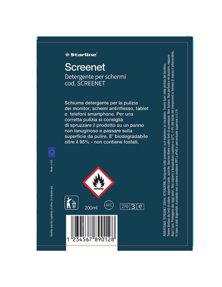 LIQUIDO PULIZIA SCHERMI PROTEZ. 200 ML. (ANCHE PER SCHERMI LCD) SCREENET