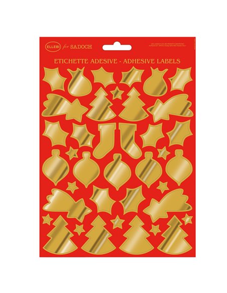 Stickers adesivi fustellati motivi natale oro Sadoch 99ETICN02