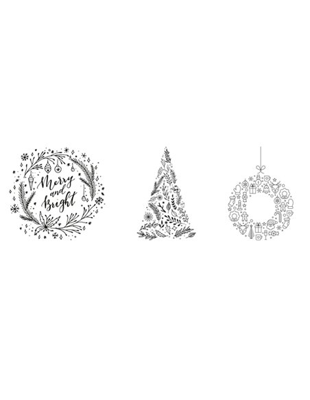 Set 3 stencil su foglio A2 a tema "NATALE" Securit WD-3A2-XM
