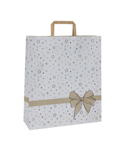 25 shopper natale carta c/maniglie piattina 22x10x29cm stars bianco (delist) 086915