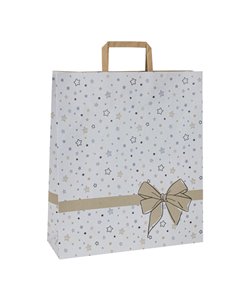 25 shopper natale carta c/maniglie piattina 26x11x34,5cm stars bianco (delist) 086922