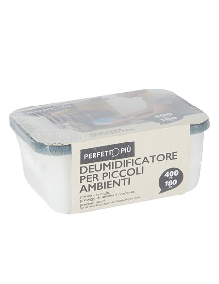 BOX DEUMIDIFICATORE PER AMBIENTE 180gr/400ml NO PROFUMO PERFETTO 17950 PERFETTO ASSORBIUMIDITA'-PROFUMATORI-CANDELE
